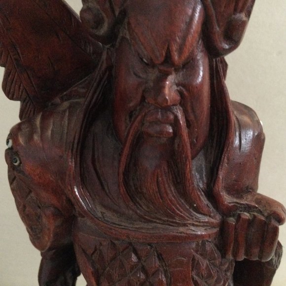 Chinese Hard Wood Carved Guan Gong Yu Warrior Statue Figurine decoration 12" tal - Picture 4 of 14